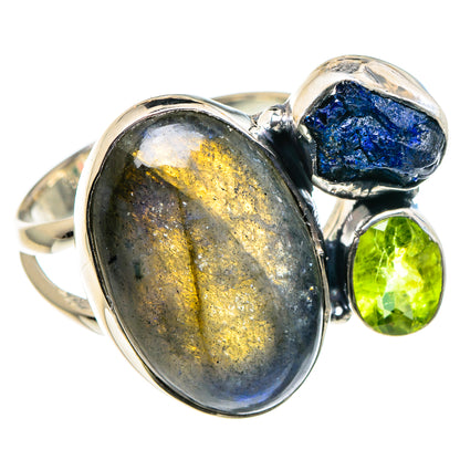 Labradorite, Lapis Lazuli, Peridot Rings handcrafted by Ana Silver Co - RING95829