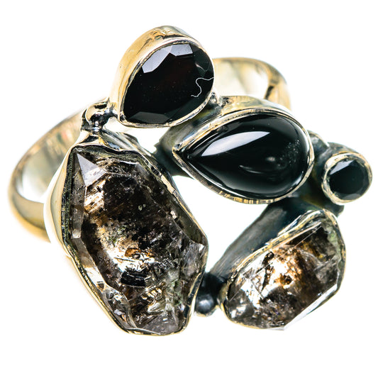 Herkimer Diamond, Black Onyx Rings handcrafted by Ana Silver Co - RING95842