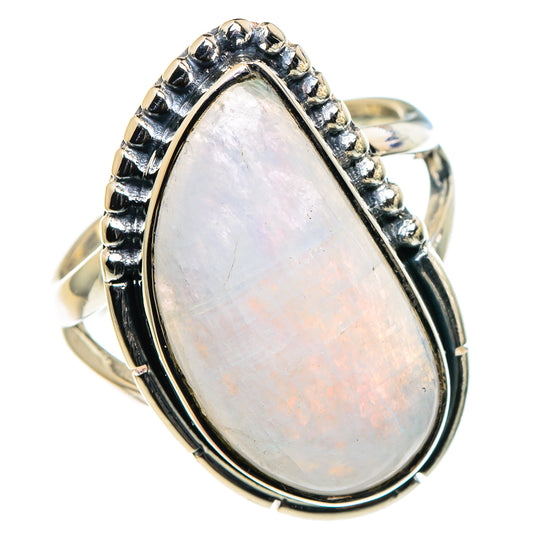 Rainbow Moonstone Rings handcrafted by Ana Silver Co - RING95843