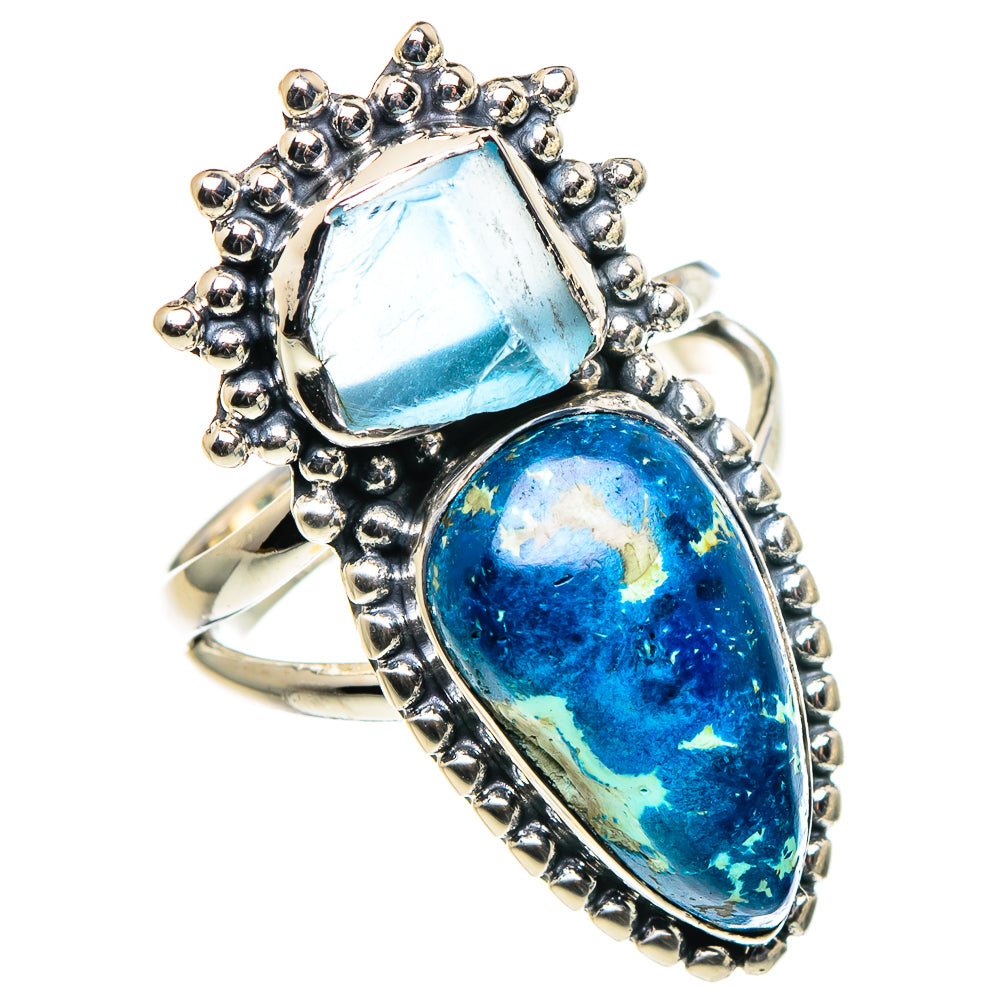 Azurite, Aquamarine Rings handcrafted by Ana Silver Co - RING95857