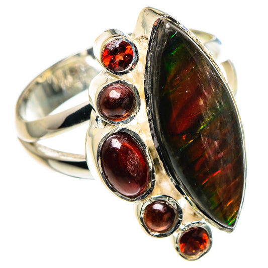 Ammolite, Garnet Rings handcrafted by Ana Silver Co - RING95867