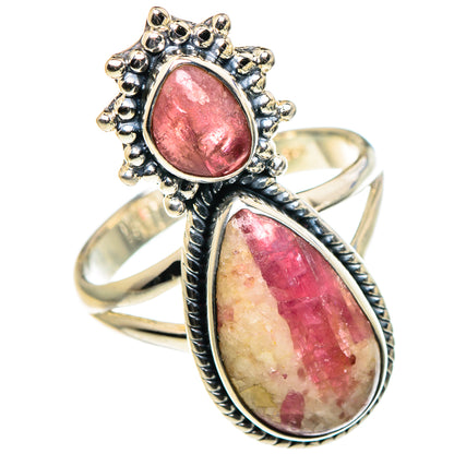 Thulite, Pink Tourmaline Rings handcrafted by Ana Silver Co - RING95886