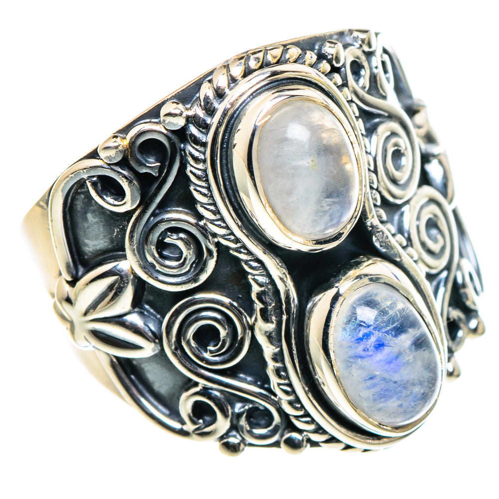 Rainbow Moonstone Rings handcrafted by Ana Silver Co - RING95889