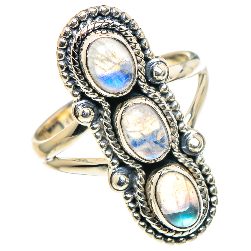 Rainbow Moonstone Rings handcrafted by Ana Silver Co - RING95908