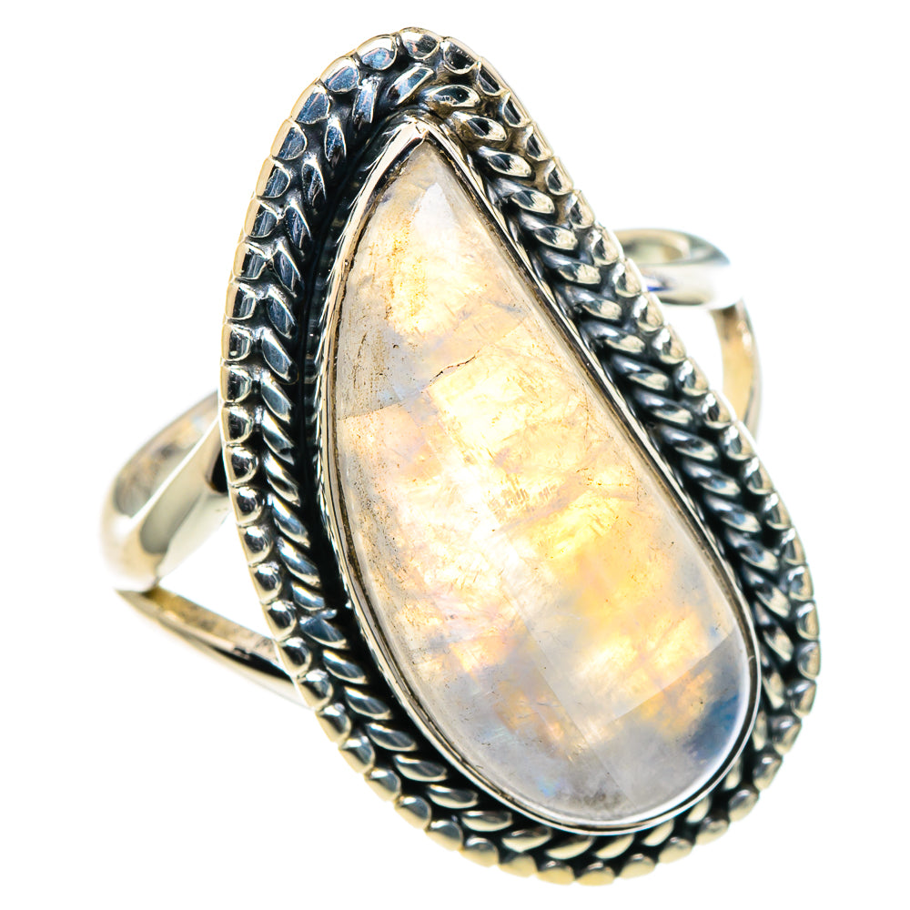 Rainbow Moonstone Rings handcrafted by Ana Silver Co - RING95921