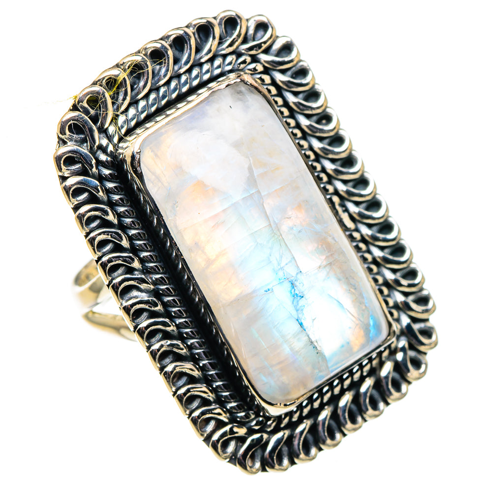 Rainbow Moonstone Rings handcrafted by Ana Silver Co - RING95930