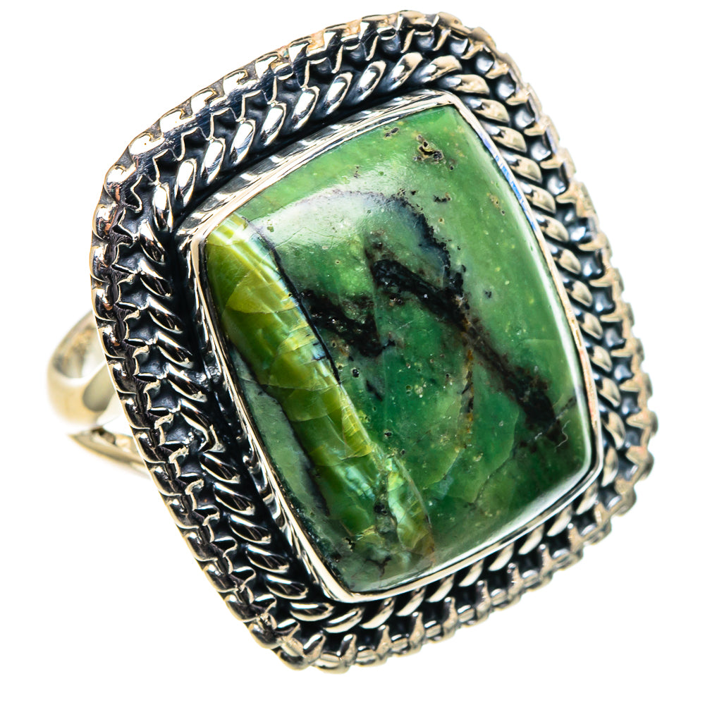African Green Opal Rings handcrafted by Ana Silver Co - RING95949