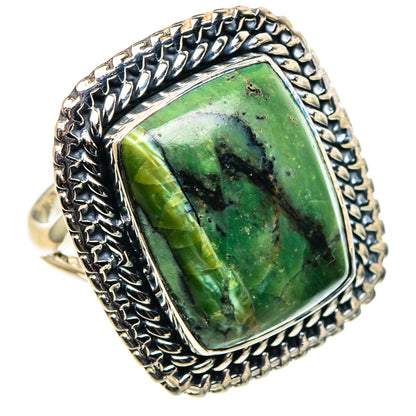 African Green Opal Rings handcrafted by Ana Silver Co - RING95949