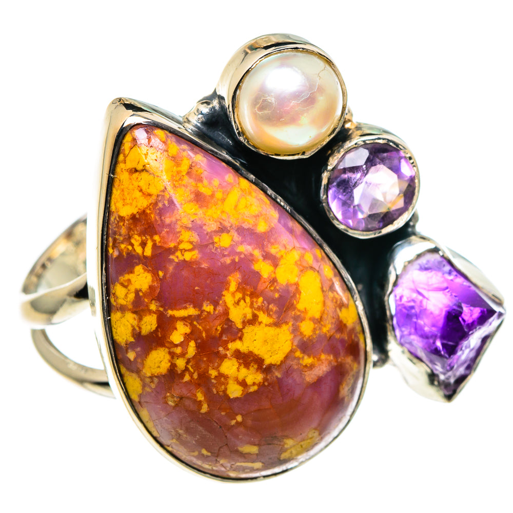 Mookaite, Amethyst, Cultured Pearl Rings handcrafted by Ana Silver Co - RING95985