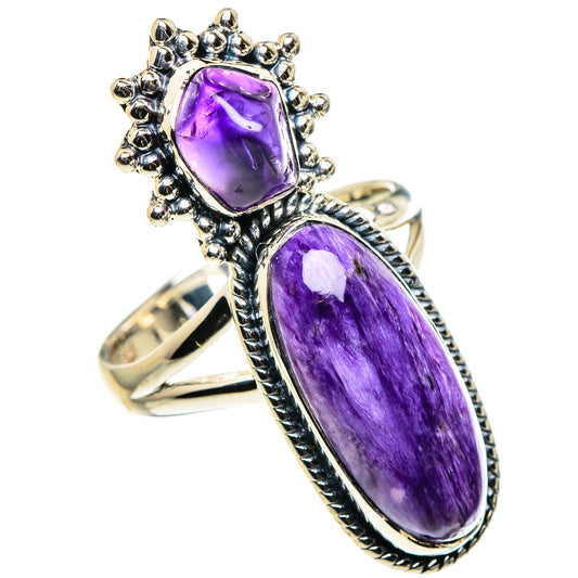 Charoite, Amethyst Rings handcrafted by Ana Silver Co - RING96099