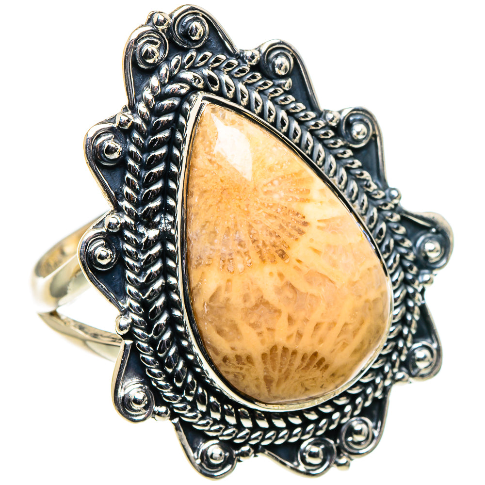 Fossil Coral Rings handcrafted by Ana Silver Co - RING96155 - Photo 2