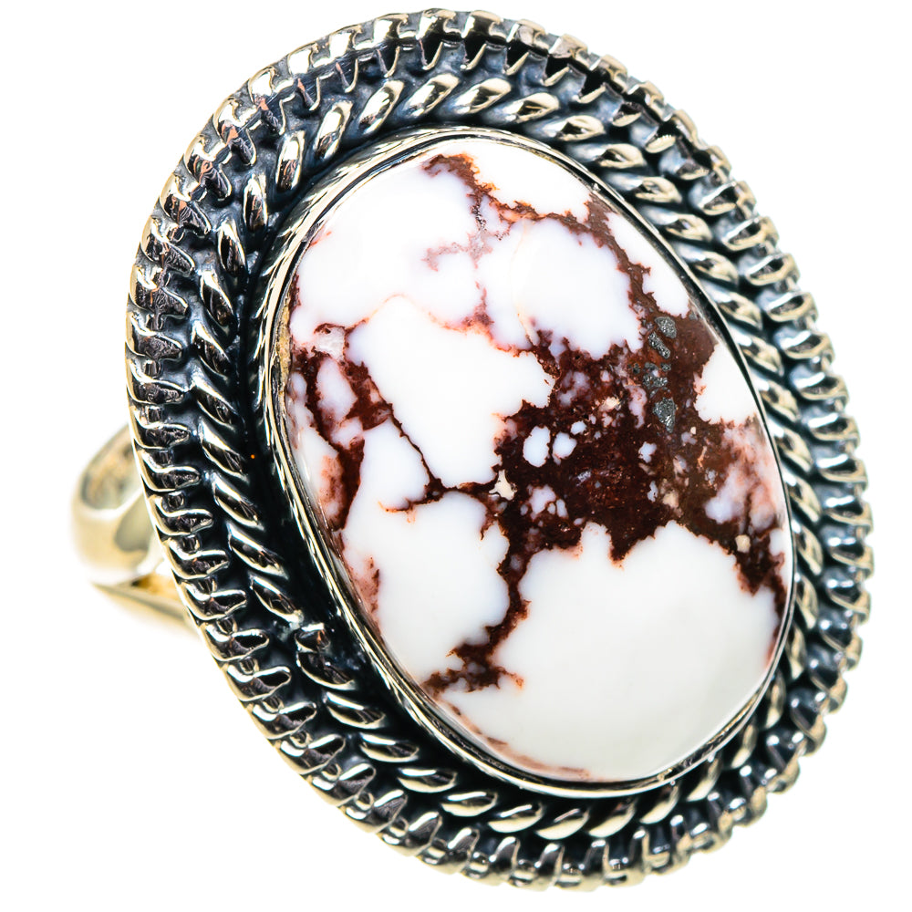 Wild horse jasper oval ring in 925 sterling silver, textured bezel with stone face