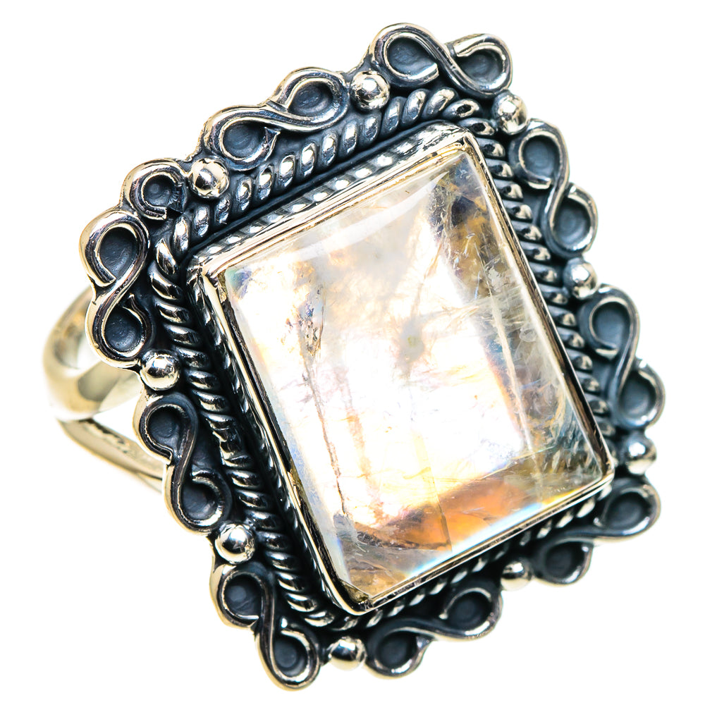 Rainbow Moonstone Rings handcrafted by Ana Silver Co - RING96177