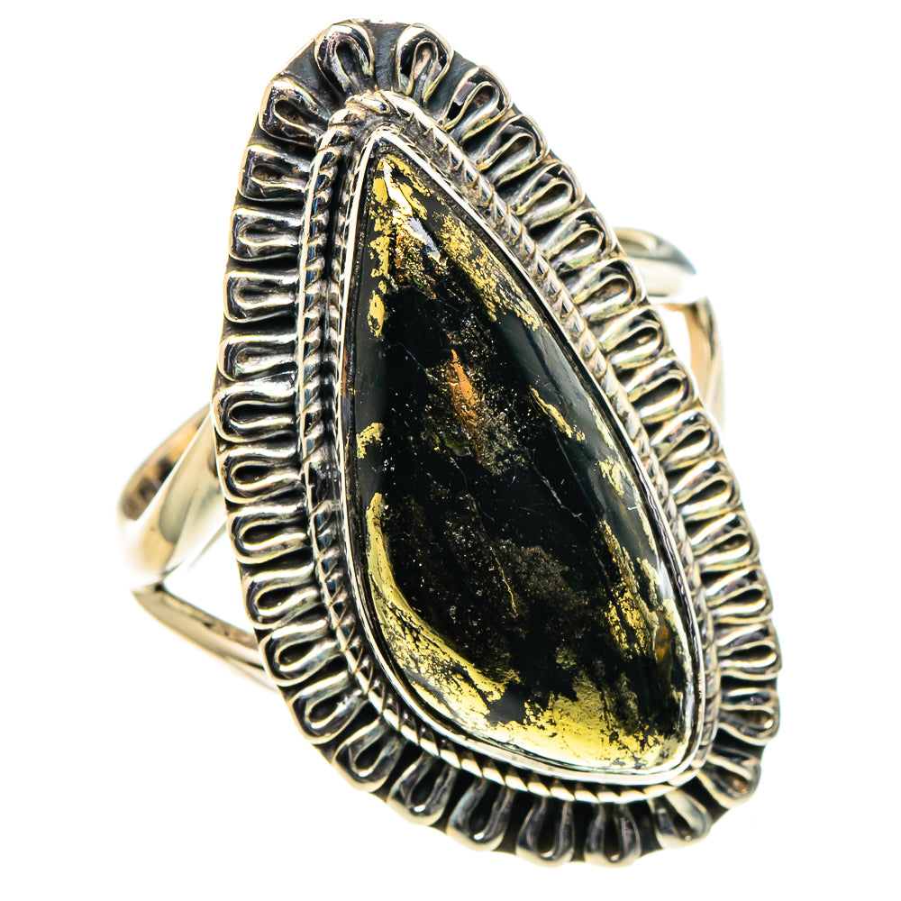 Pyrite In Black Onyx Rings handcrafted by Ana Silver Co - RING96257