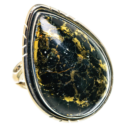 Pyrite In Black Onyx Rings handcrafted by Ana Silver Co - RING96258