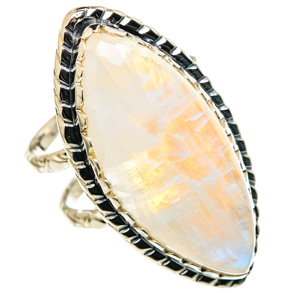 Rainbow Moonstone Rings handcrafted by Ana Silver Co - RING96374