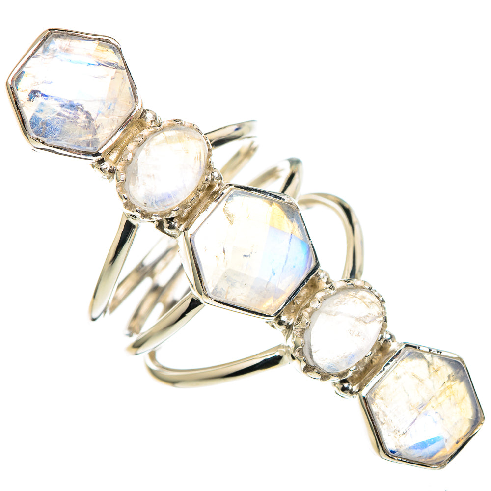 Rainbow Moonstone Rings handcrafted by Ana Silver Co - RING96375