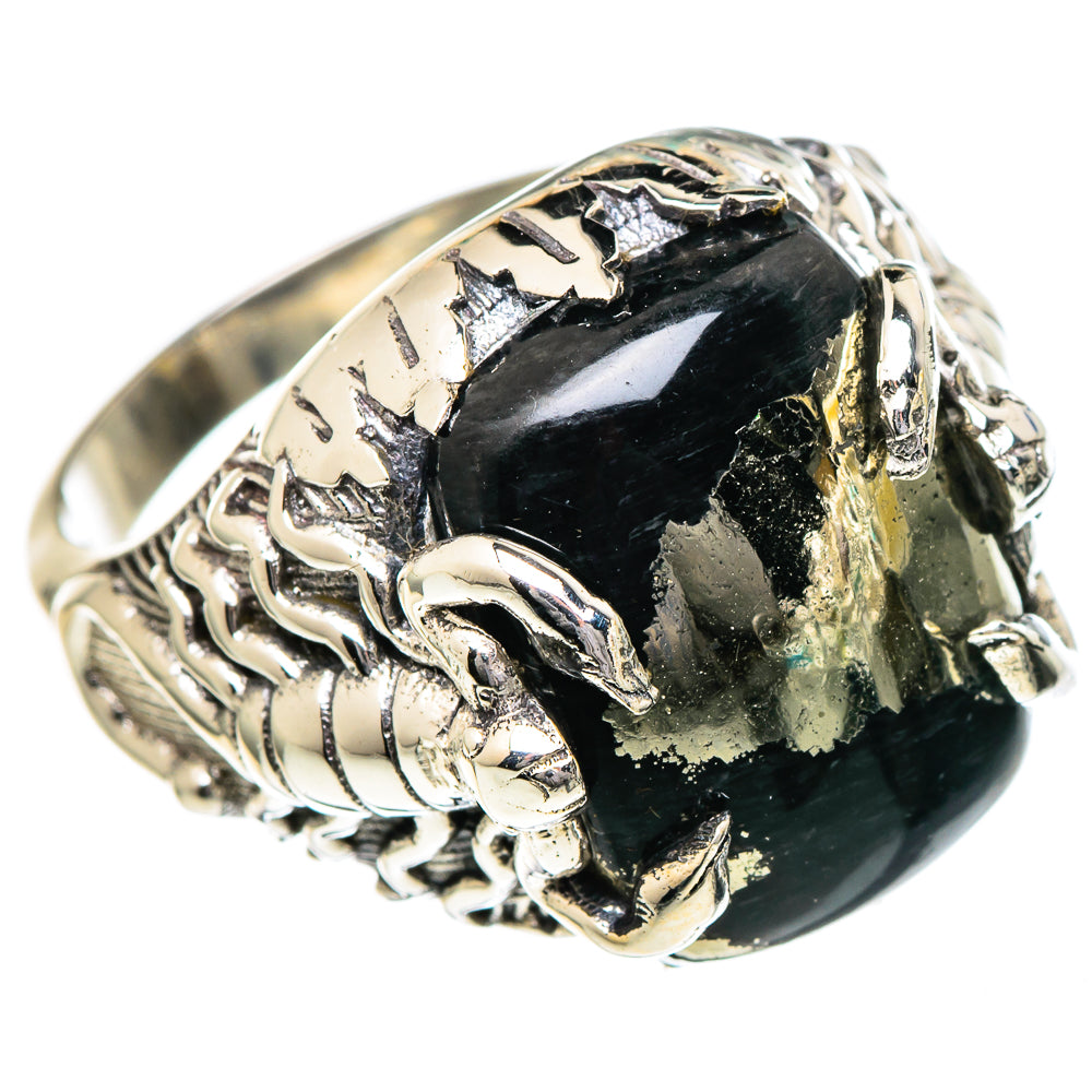 Pyrite In Black Onyx Rings handcrafted by Ana Silver Co - RING96444