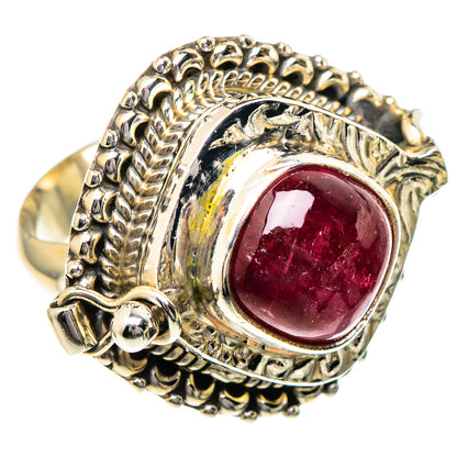 Sterling silver poison-style ring with large oval pink tourmaline cabochon