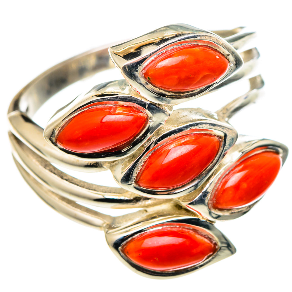Mediterranean Red Coral Rings handcrafted by Ana Silver Co - RING96737