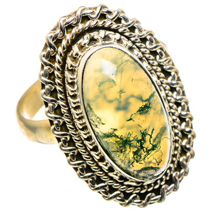 Green Moss Agate Rings handcrafted by Ana Silver Co - RING96907