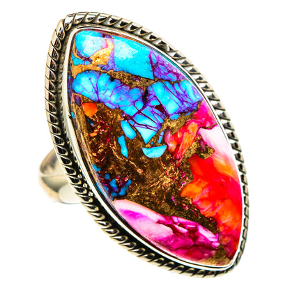 Kingman Pink Dahlia Turquoise Rings handcrafted by Ana Silver Co - RING96959