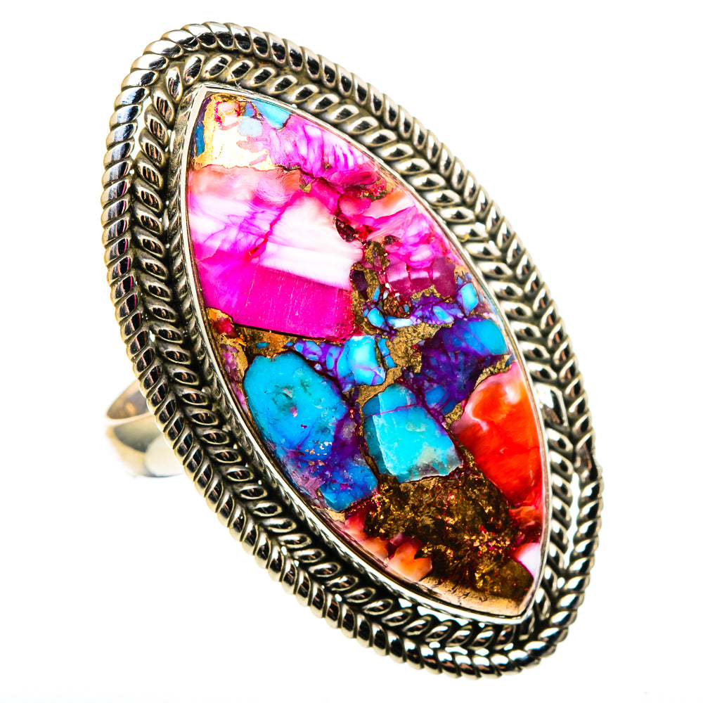 Kingman Pink Dahlia Turquoise Rings handcrafted by Ana Silver Co - RING96993