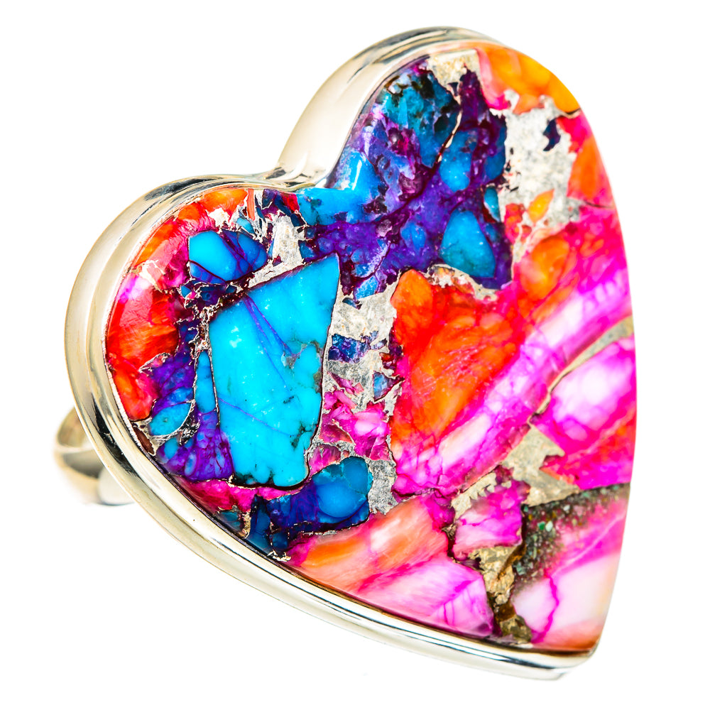 Kingman Pink Dahlia Turquoise Rings handcrafted by Ana Silver Co - RING96996