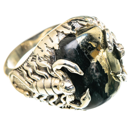 Pyrite In Black Onyx Rings handcrafted by Ana Silver Co - RING97015