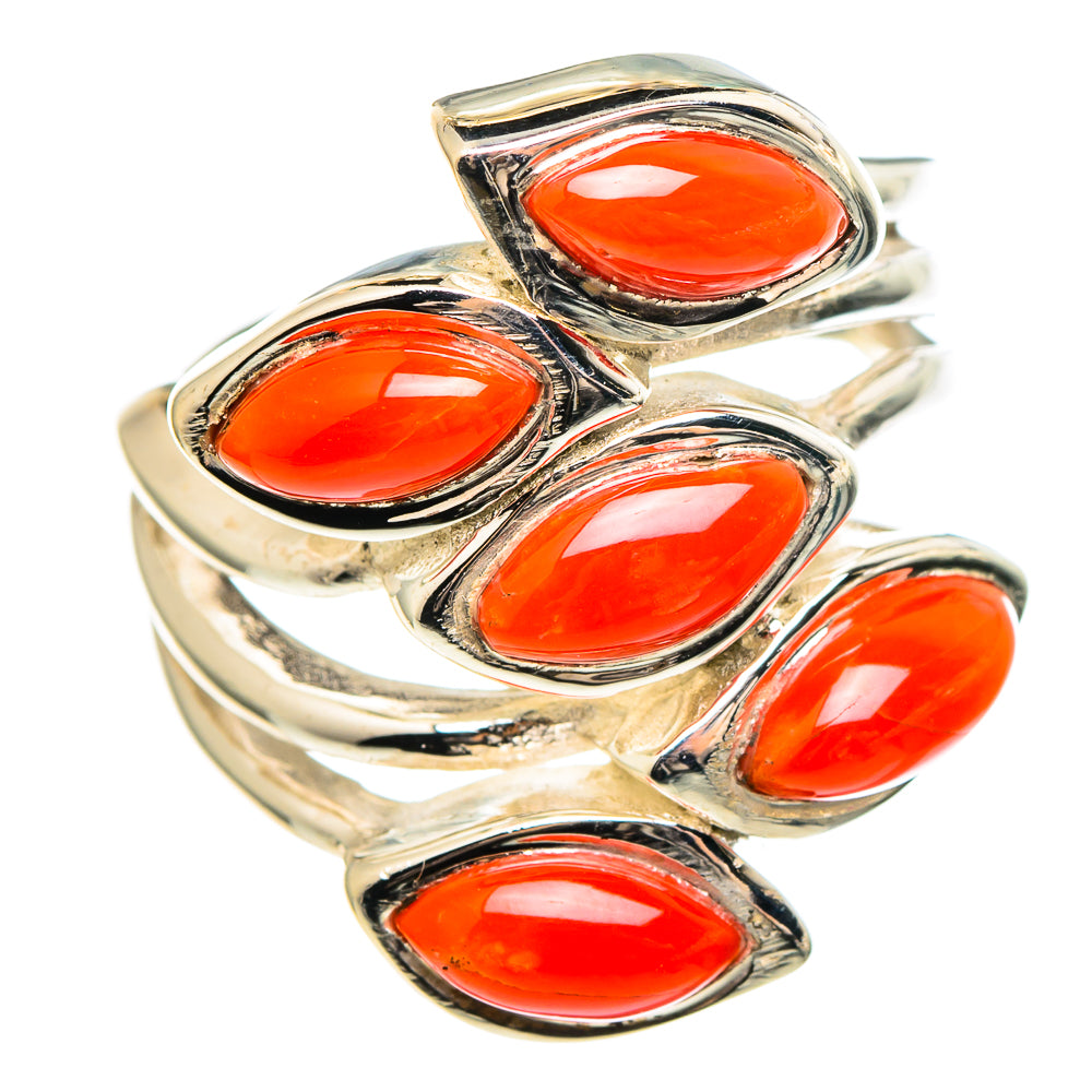 Mediterranean Red Coral Rings handcrafted by Ana Silver Co - RING97171