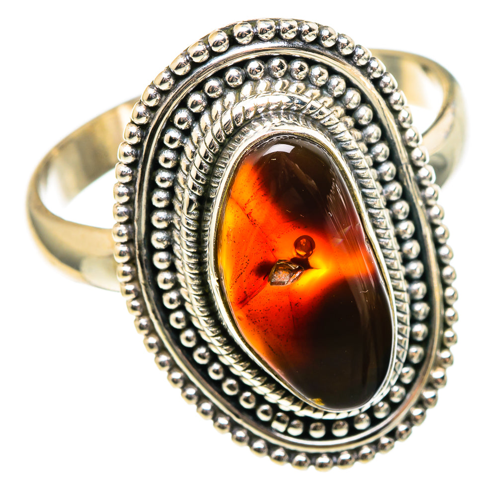Mexican Fire Agate Rings handcrafted by Ana Silver Co - RING97195
