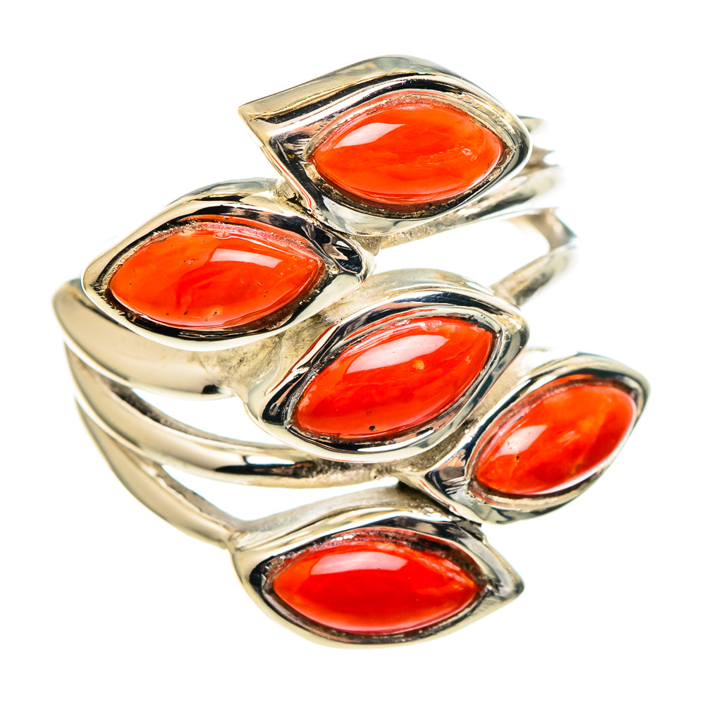 Mediterranean Red Coral Rings handcrafted by Ana Silver Co - RING97202