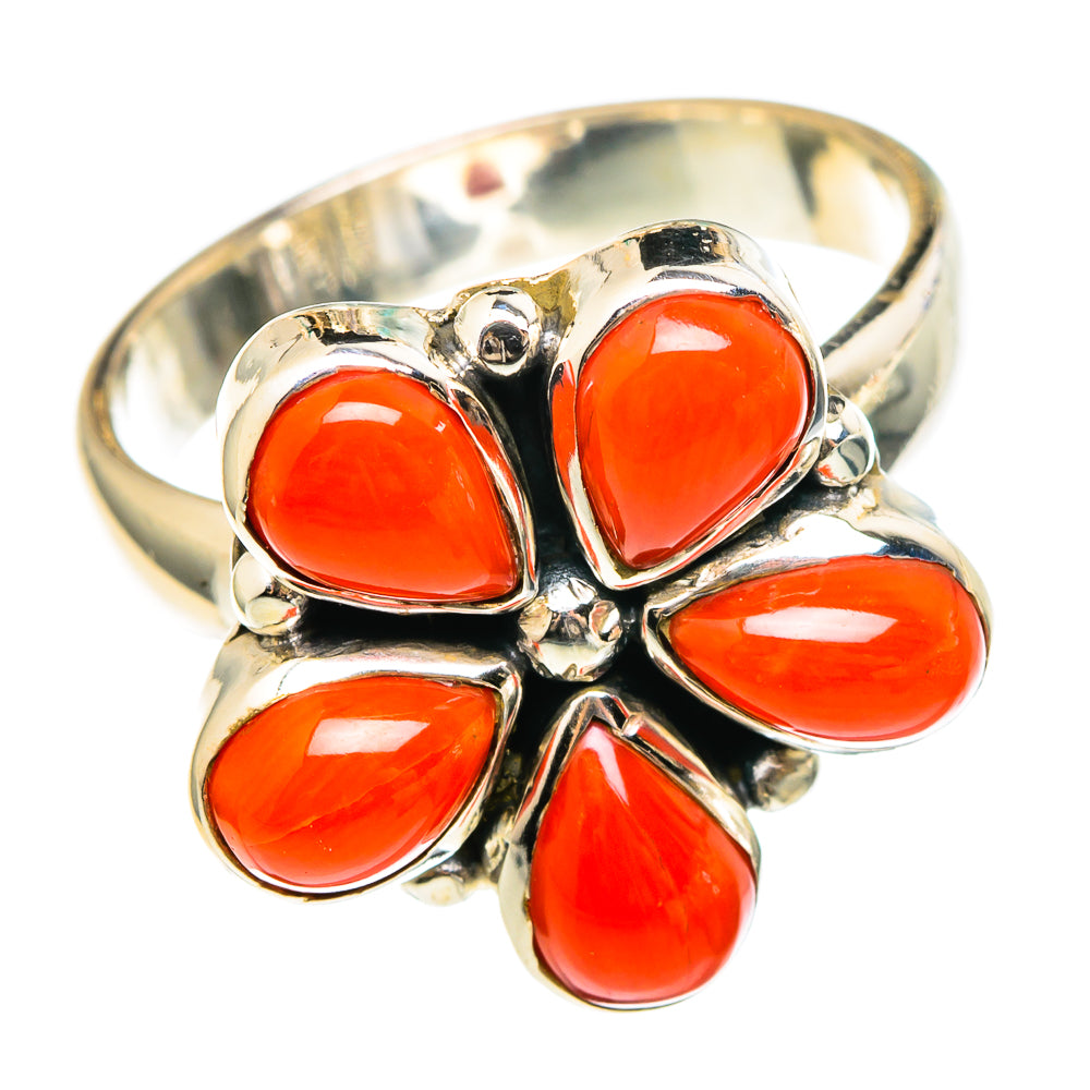 Mediterranean Red Coral Rings handcrafted by Ana Silver Co - RING97203