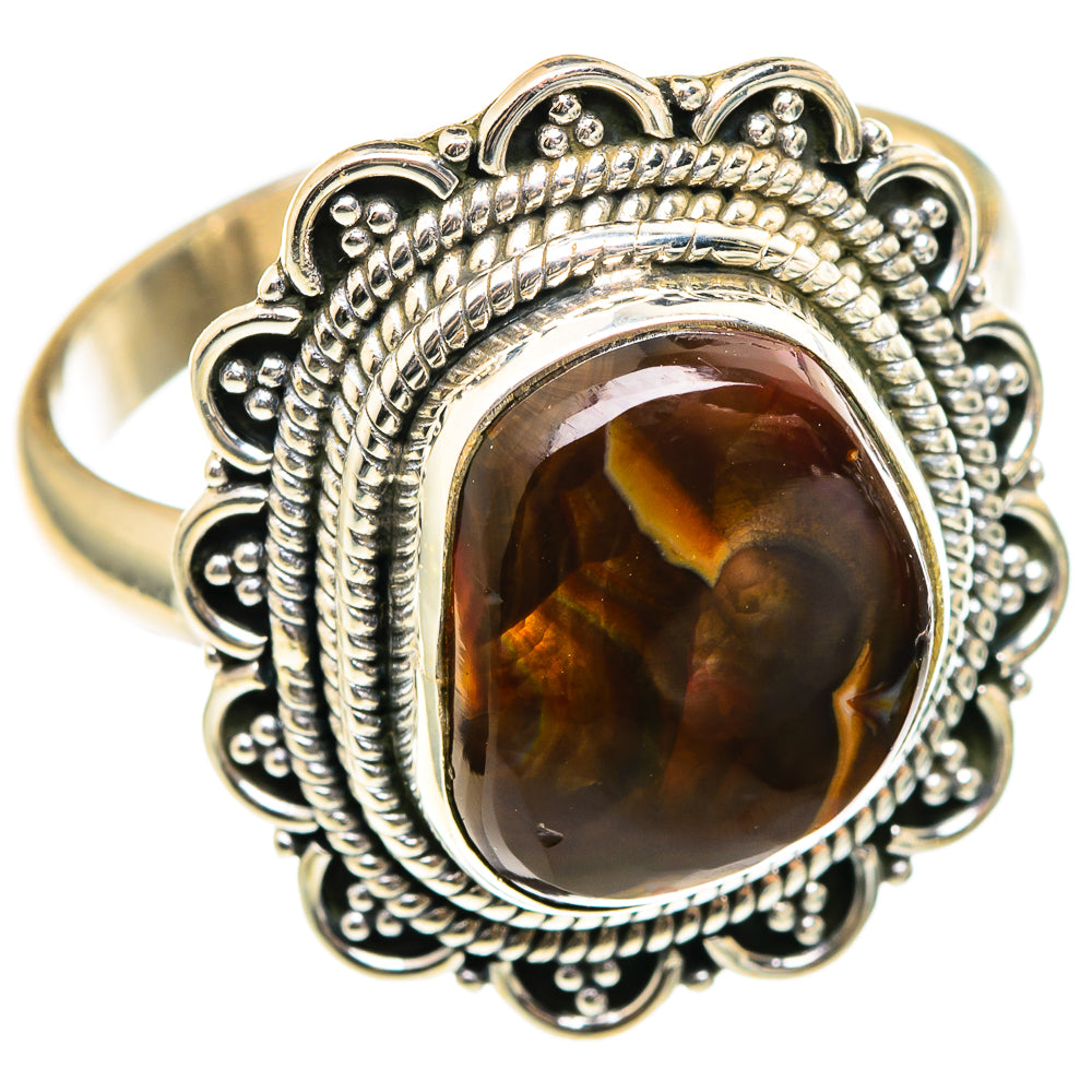 Mexican Fire Agate Rings handcrafted by Ana Silver Co - RING97227