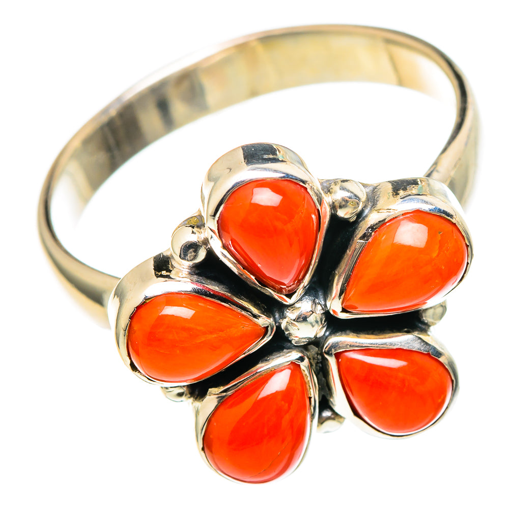 Mediterranean Red Coral Rings handcrafted by Ana Silver Co - RING97234