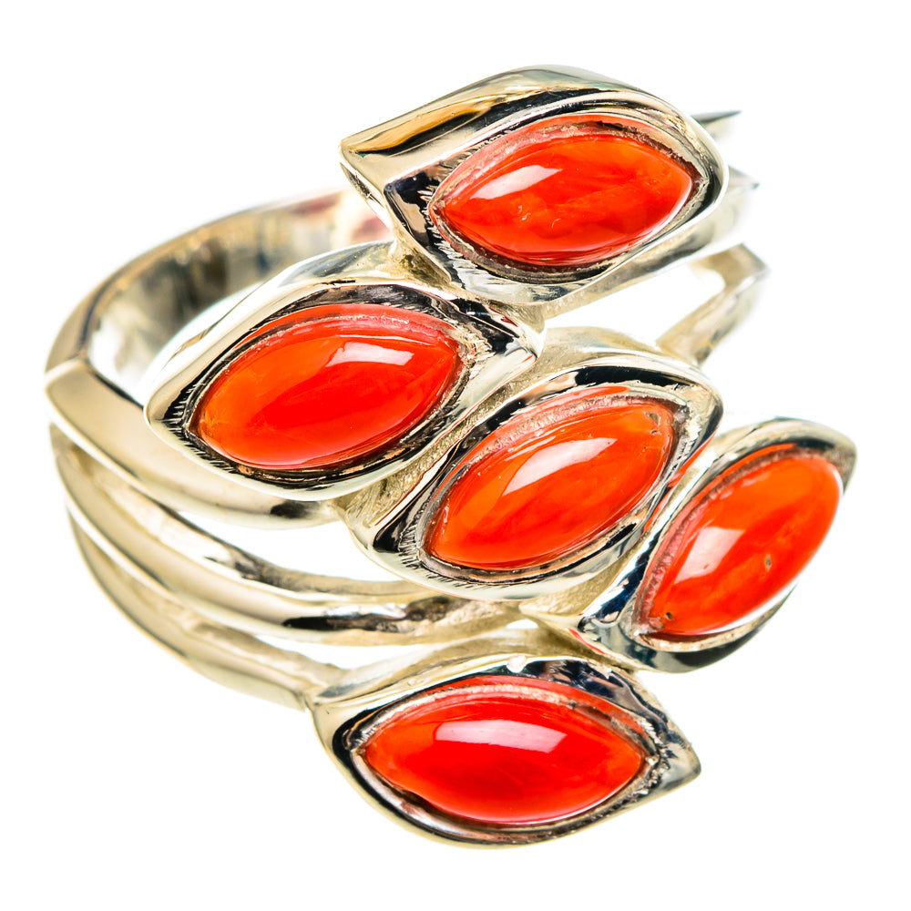 Mediterranean Red Coral Rings handcrafted by Ana Silver Co - RING97235