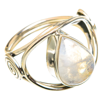 Rainbow Moonstone Rings handcrafted by Ana Silver Co - RING97243