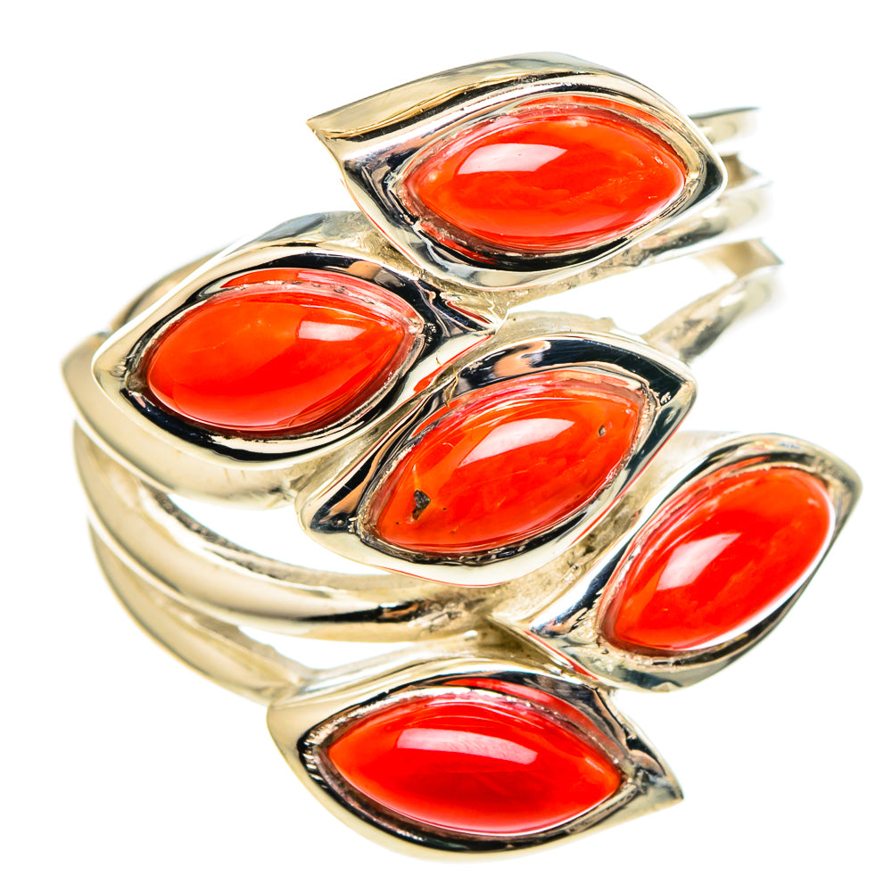 Mediterranean Red Coral Rings handcrafted by Ana Silver Co - RING97294