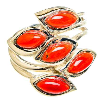Mediterranean Red Coral Rings handcrafted by Ana Silver Co - RING97294