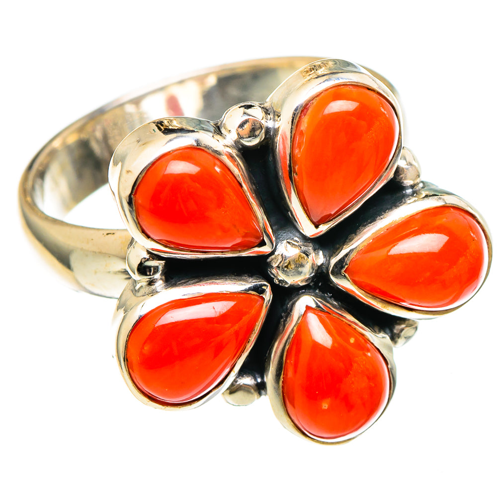 Mediterranean Red Coral Rings handcrafted by Ana Silver Co - RING97295
