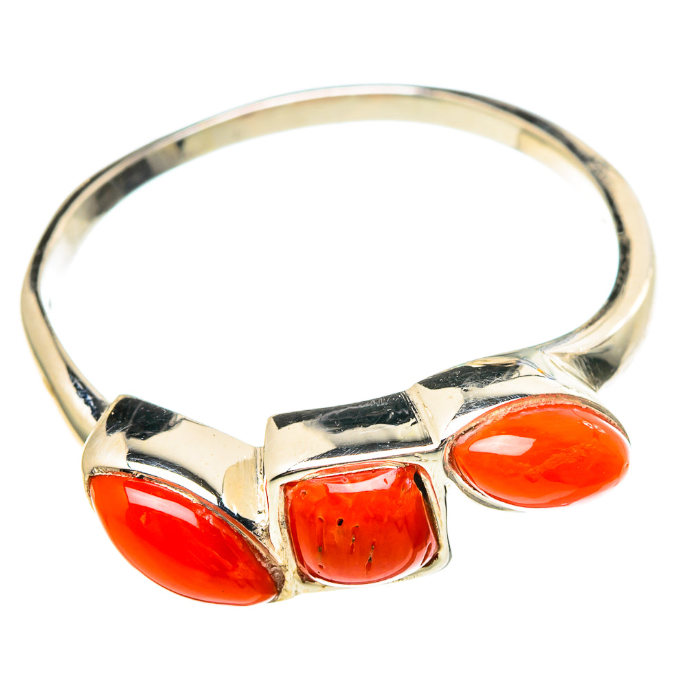 Mediterranean Red Coral Rings handcrafted by Ana Silver Co - RING97356