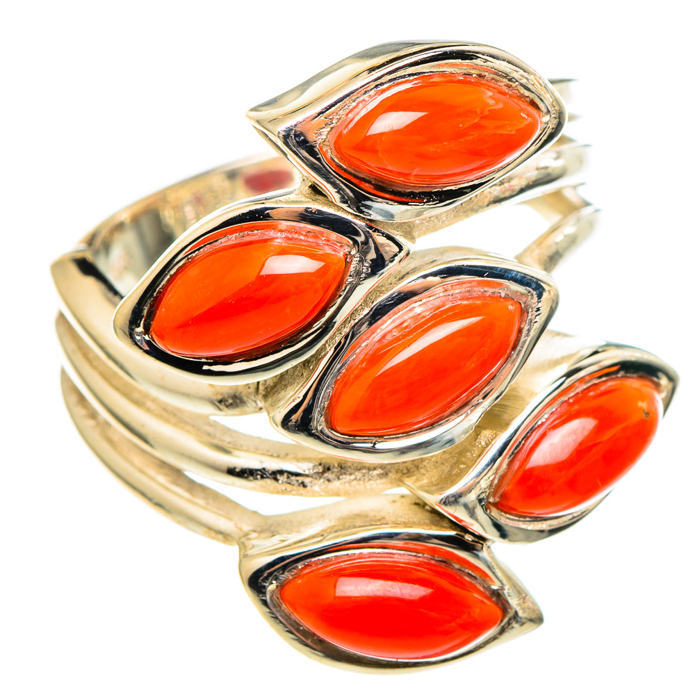 Mediterranean Red Coral Rings handcrafted by Ana Silver Co - RING97272