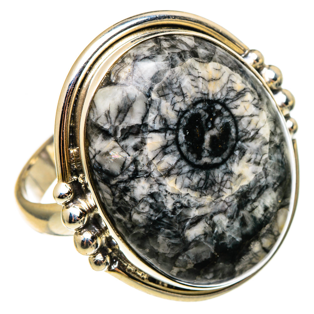 Moroccan Goniatite Fossil Rings handcrafted by Ana Silver Co - RING97358