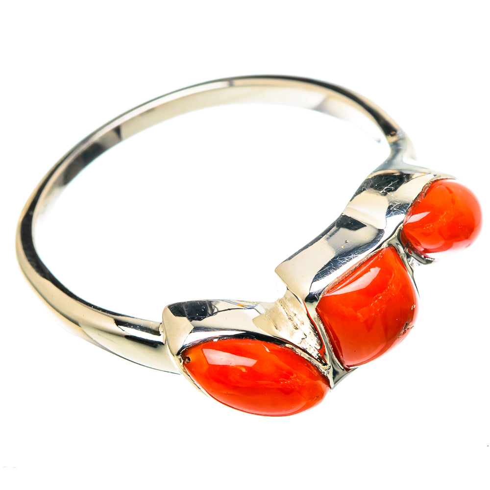 Mediterranean Red Coral Rings handcrafted by Ana Silver Co - RING97388