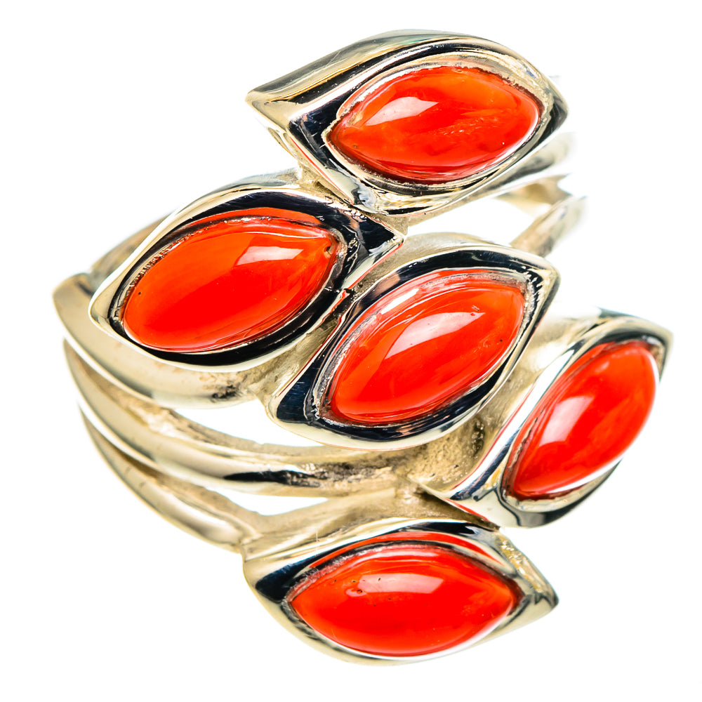 Mediterranean Red Coral Rings handcrafted by Ana Silver Co - RING97424