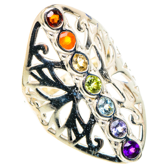 Multi-stone Rainbow Chakra Rings handcrafted by Ana Silver Co - RING97433