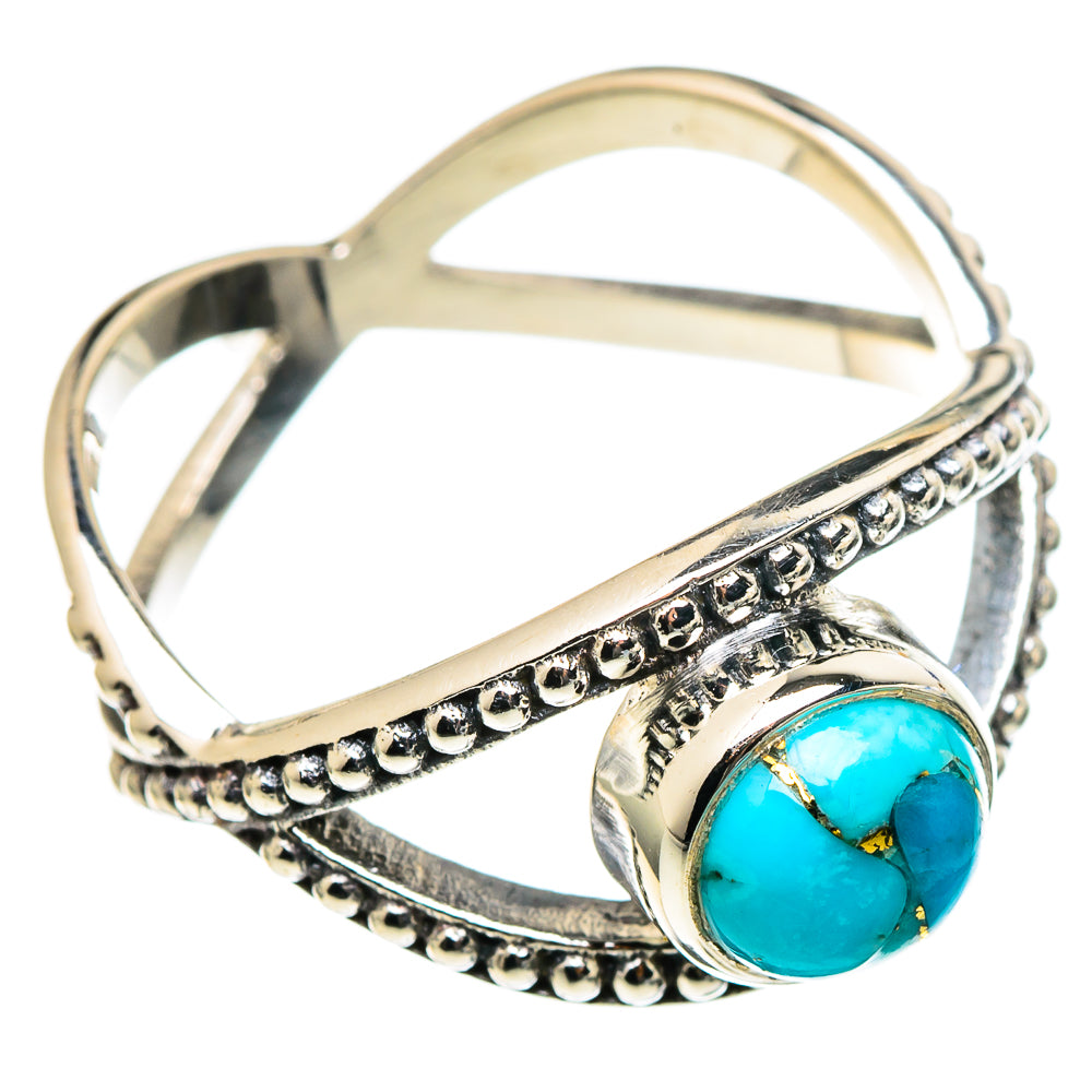 Blue Copper Composite Turquoise Rings handcrafted by Ana Silver Co - RING97442