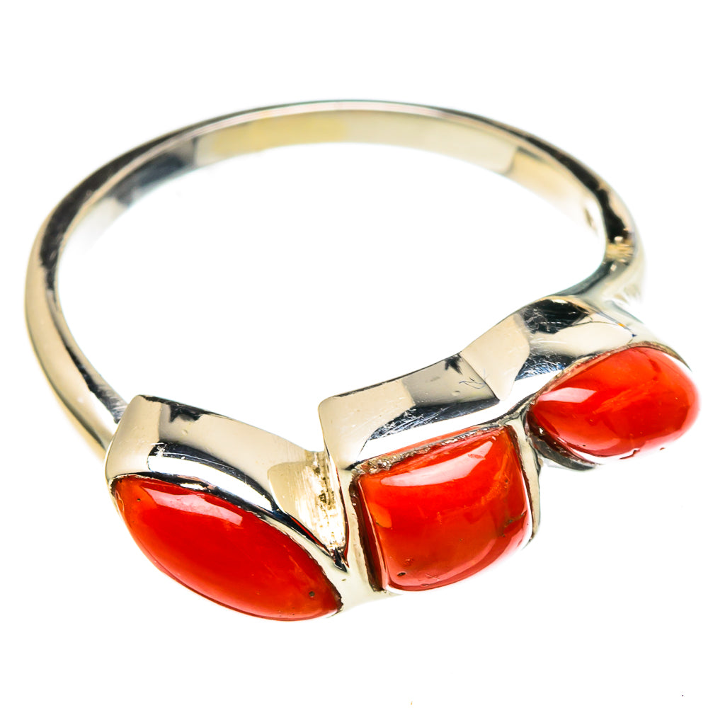 Mediterranean Red Coral Rings handcrafted by Ana Silver Co - RING97457