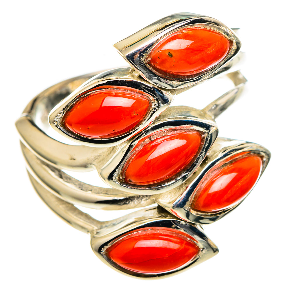 Mediterranean Red Coral Rings handcrafted by Ana Silver Co - RING97546