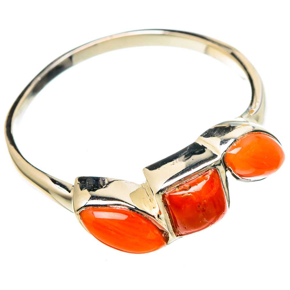 Mediterranean Red Coral Rings handcrafted by Ana Silver Co - RING97568